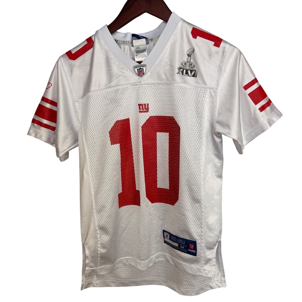 Reebok New York Giants Jersey Youth Medium White Eli Manning Super Bowl